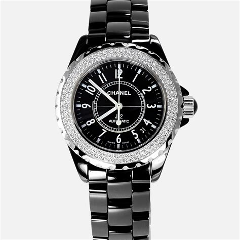 black chanel watch with diamonds|authentic chanel j12 watch.